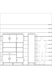 Hyperion Dolap 10 Raflı Tek Çekmeceli 6 Kapaklı 132x44x195 Antrasit-Aytaşı/Aytaşı