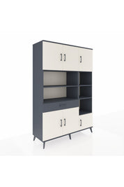 Hyperion Dolap 10 Raflı Tek Çekmeceli 6 Kapaklı 132x44x195 Antrasit-Aytaşı/Antrasit