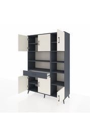 Hyperion Dolap 10 Raflı Tek Çekmeceli 6 Kapaklı 132x44x195 Antrasit-Aytaşı/Antrasit