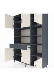Hyperion Dolap 10 Raflı Tek Çekmeceli 6 Kapaklı 132x44x195 Antrasit-Aytaşı/Antrasit