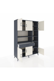 Hyperion Dolap 10 Raflı Tek Çekmeceli 6 Kapaklı 132x44x195 Antrasit-Aytaşı/Antrasit