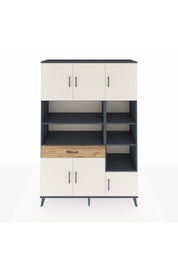 Hyperion Dolap 10 Raflı Tek Çekmeceli 6 Kapaklı 132x44x195 Antrasit-Aytaşı/Çam