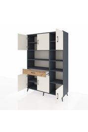 Hyperion Dolap 10 Raflı Tek Çekmeceli 6 Kapaklı 132x44x195 Antrasit-Aytaşı/Çam