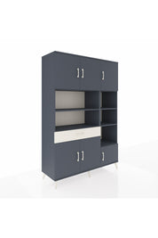 Hyperion Dolap 10 Raflı Tek Çekmeceli 6 Kapaklı 132x44x195 Antrasit-Antrasit/Aytaşı