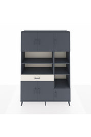 Hyperion Dolap 10 Raflı Tek Çekmeceli 6 Kapaklı 132x44x195 Antrasit-Antrasit/Aytaşı