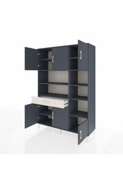 Hyperion Dolap 10 Raflı Tek Çekmeceli 6 Kapaklı 132x44x195 Antrasit-Antrasit/Aytaşı