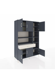 Hyperion Dolap 10 Raflı Tek Çekmeceli 6 Kapaklı 132x44x195 Antrasit-Antrasit/Aytaşı