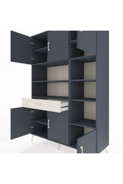 Hyperion Dolap 10 Raflı Tek Çekmeceli 6 Kapaklı 132x44x195 Antrasit-Antrasit/Aytaşı