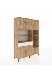 Hyperion Dolap 10 Raflı Tek Çekmeceli 6 Kapaklı 132x44x195 Çam-Çam/Aytaşı