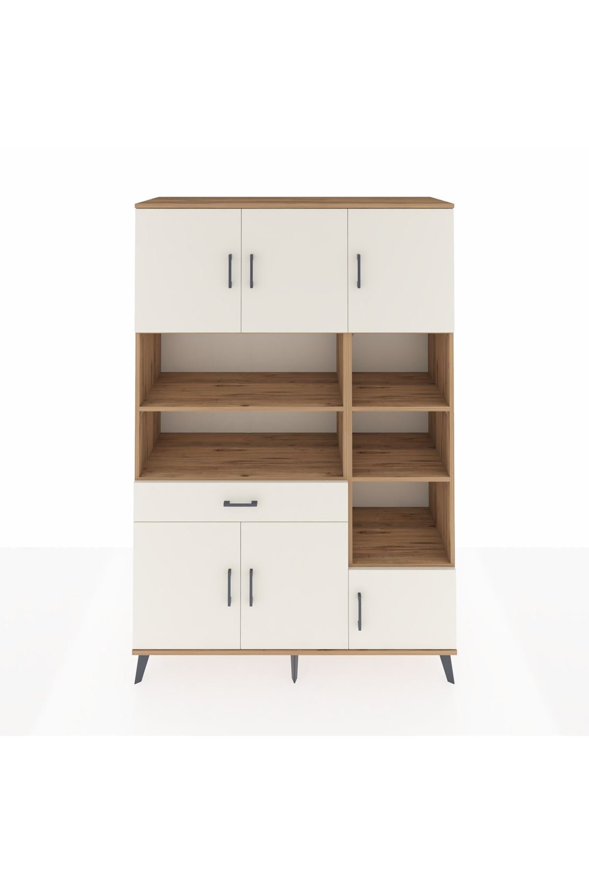 Hyperion Dolap 10 Raflı Tek Çekmeceli 6 Kapaklı 132x44x195 Çam-Aytaşı/Aytaşı