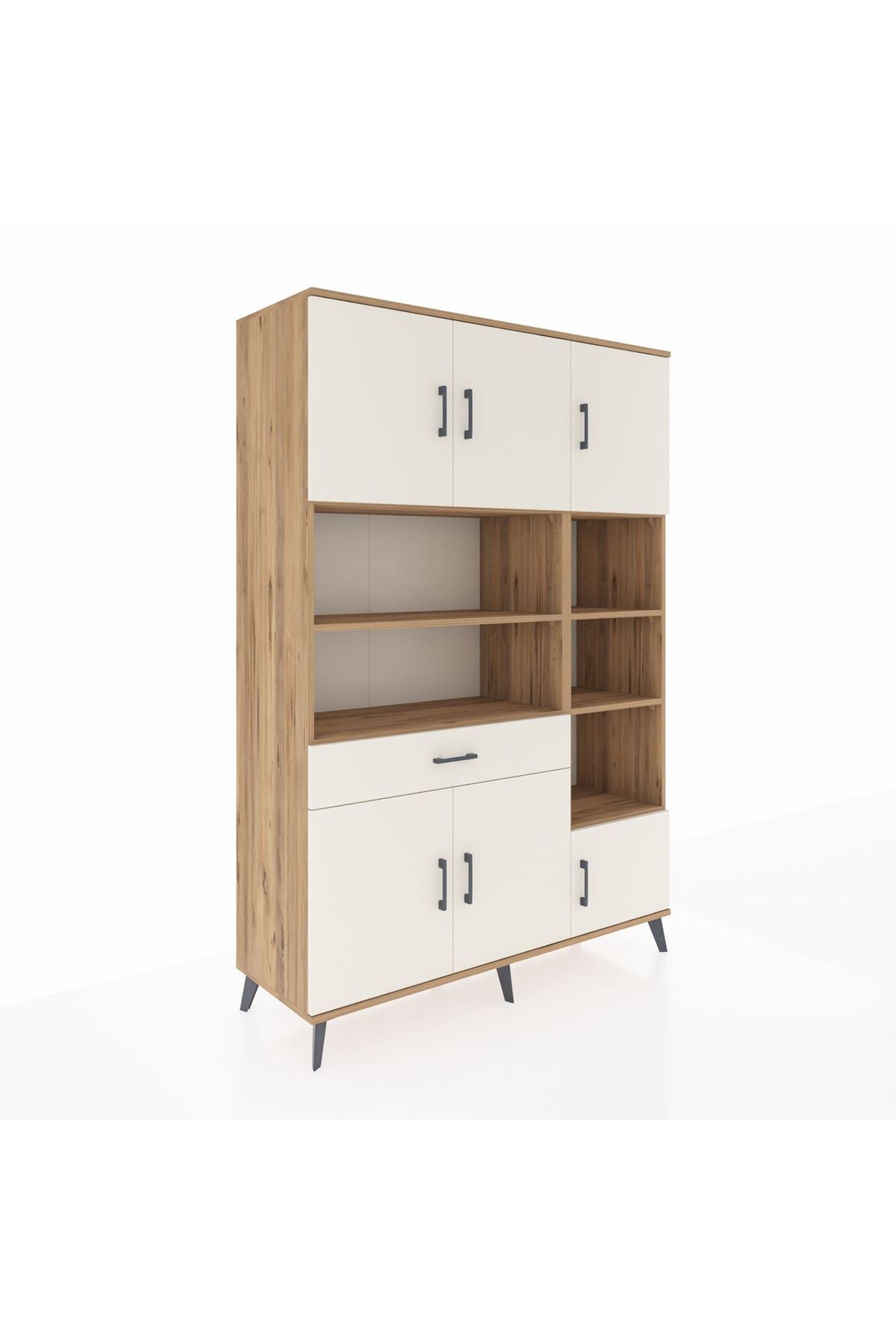 Hyperion Dolap 10 Raflı Tek Çekmeceli 6 Kapaklı 132x44x195 Çam-Aytaşı/Aytaşı