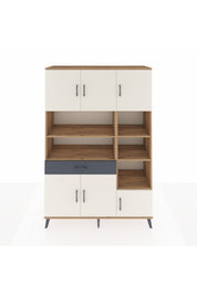 Hyperion Dolap 10 Raflı Tek Çekmeceli 6 Kapaklı 132x44x195 Çam-Aytaşı/Antrasit