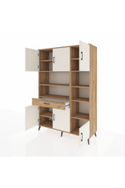 Hyperion Dolap 10 Raflı Tek Çekmeceli 6 Kapaklı 132x44x195 Çam-Aytaşı/Çam