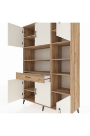 Hyperion Dolap 10 Raflı Tek Çekmeceli 6 Kapaklı 132x44x195 Çam-Aytaşı/Çam