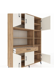 Hyperion Dolap 10 Raflı Tek Çekmeceli 6 Kapaklı 132x44x195 Çam-Aytaşı/Çam