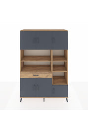 Hyperion Dolap 10 Raflı Tek Çekmeceli 6 Kapaklı 132x44x195 Çam-Antrasit/Çam