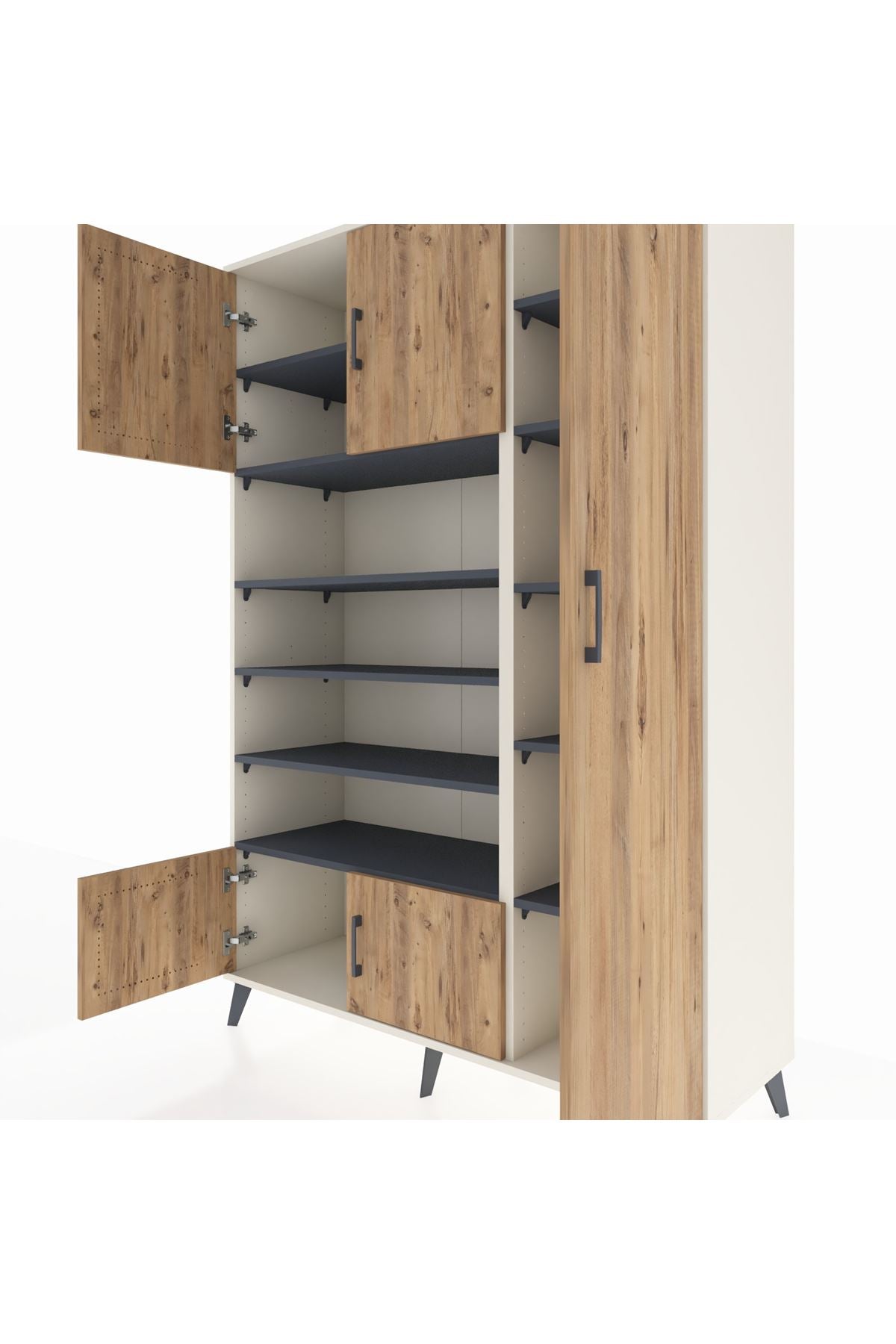 Hyperion Dolap 11 Raflı 5 Kapaklı 132x44x195 Aytaşı-Çam/Antrasit