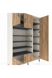 Hyperion Dolap 11 Raflı 5 Kapaklı 132x44x195 Aytaşı-Çam/Antrasit