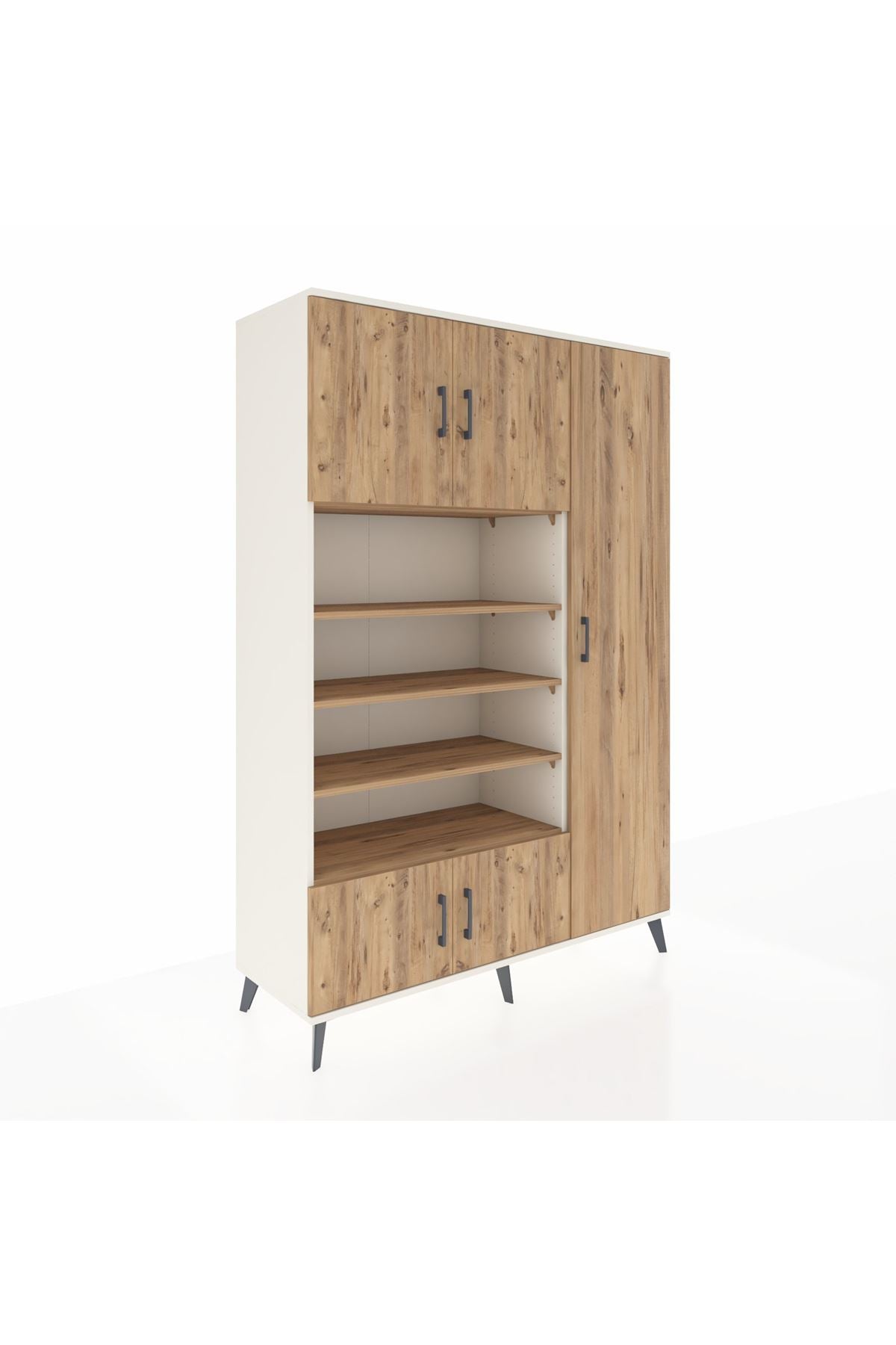 Hyperion Dolap 11 Raflı 5 Kapaklı 132x44x195 Aytaşı-Çam/Çam