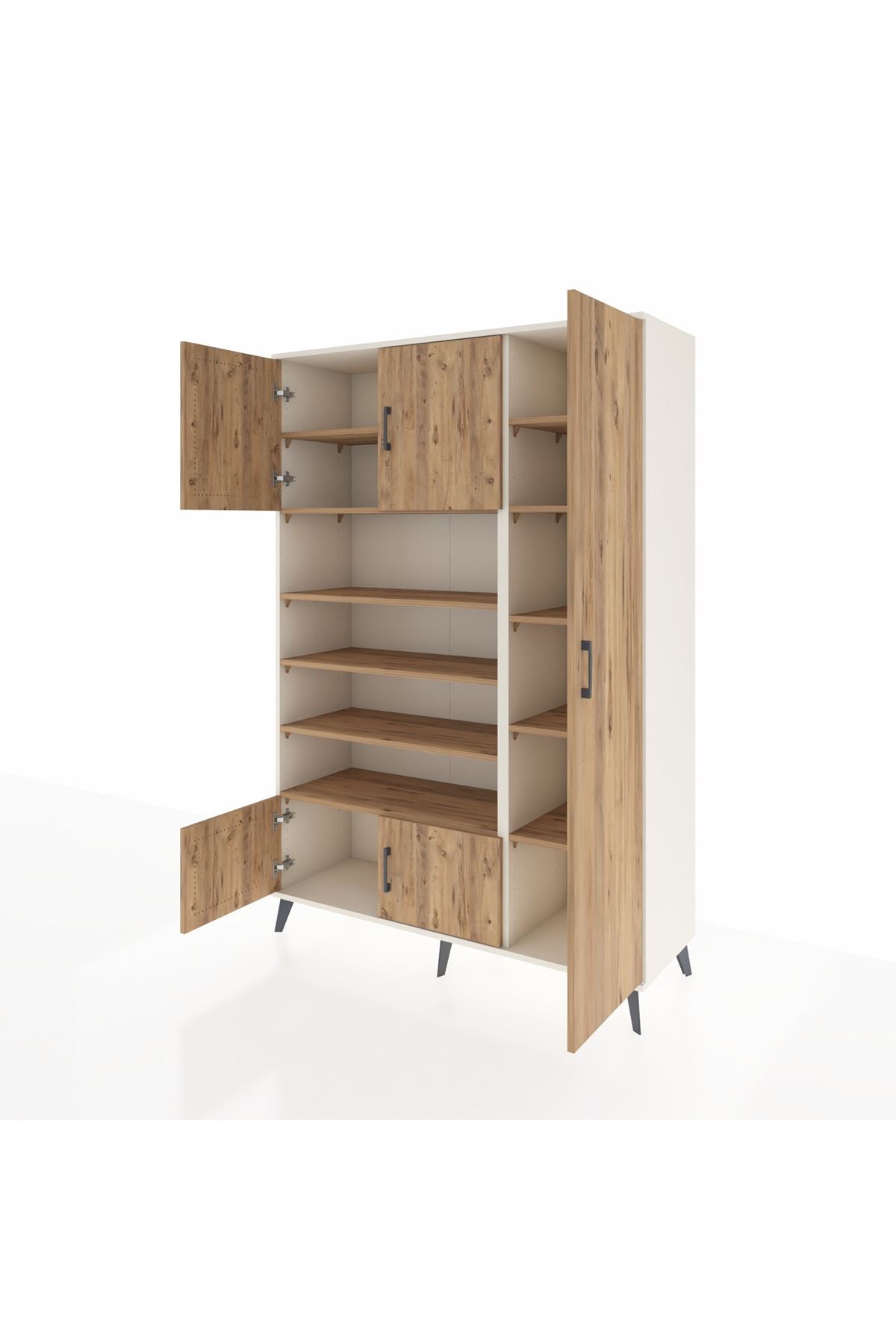 Hyperion Dolap 11 Raflı 5 Kapaklı 132x44x195 Aytaşı-Çam/Çam