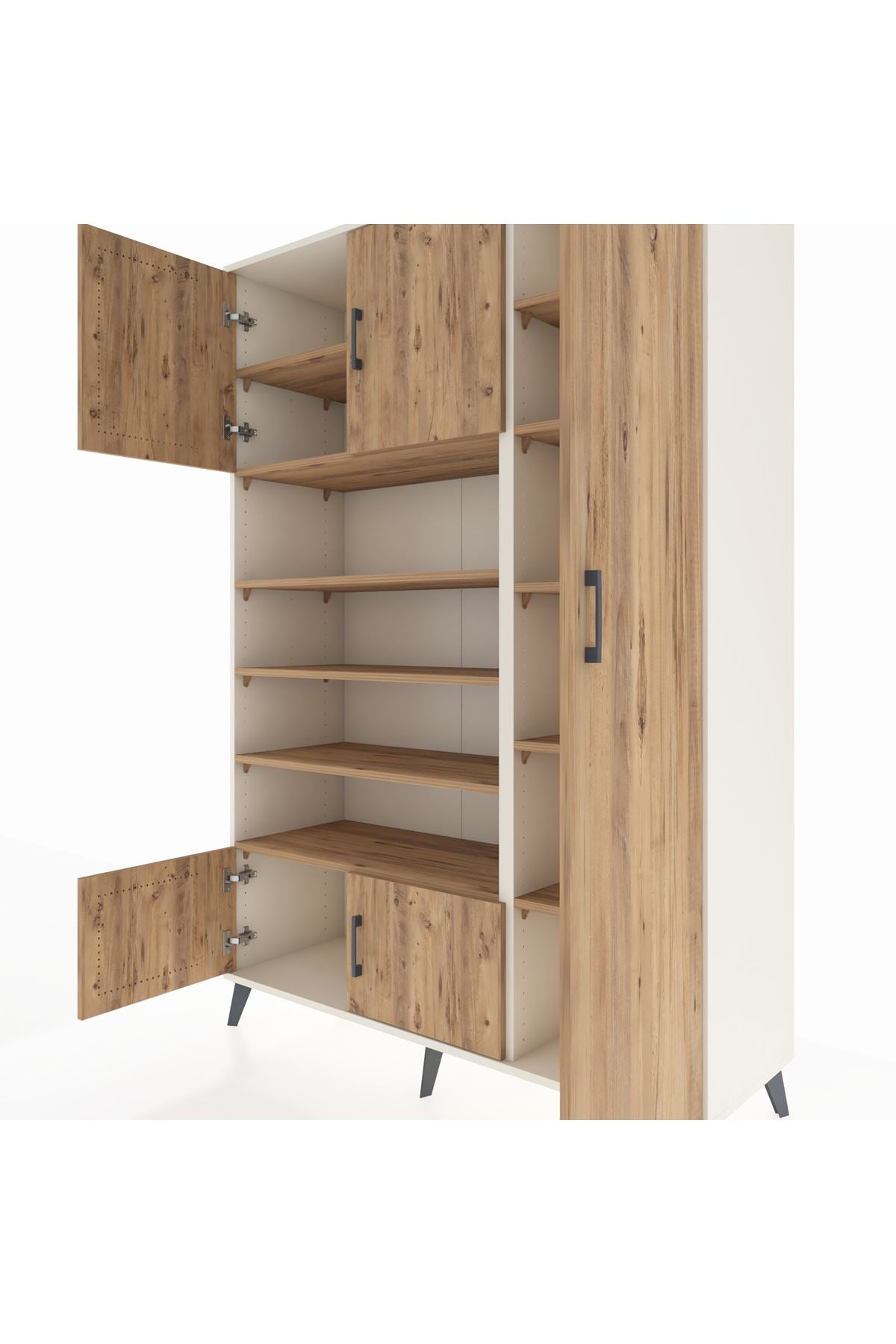 Hyperion Dolap 11 Raflı 5 Kapaklı 132x44x195 Aytaşı-Çam/Çam