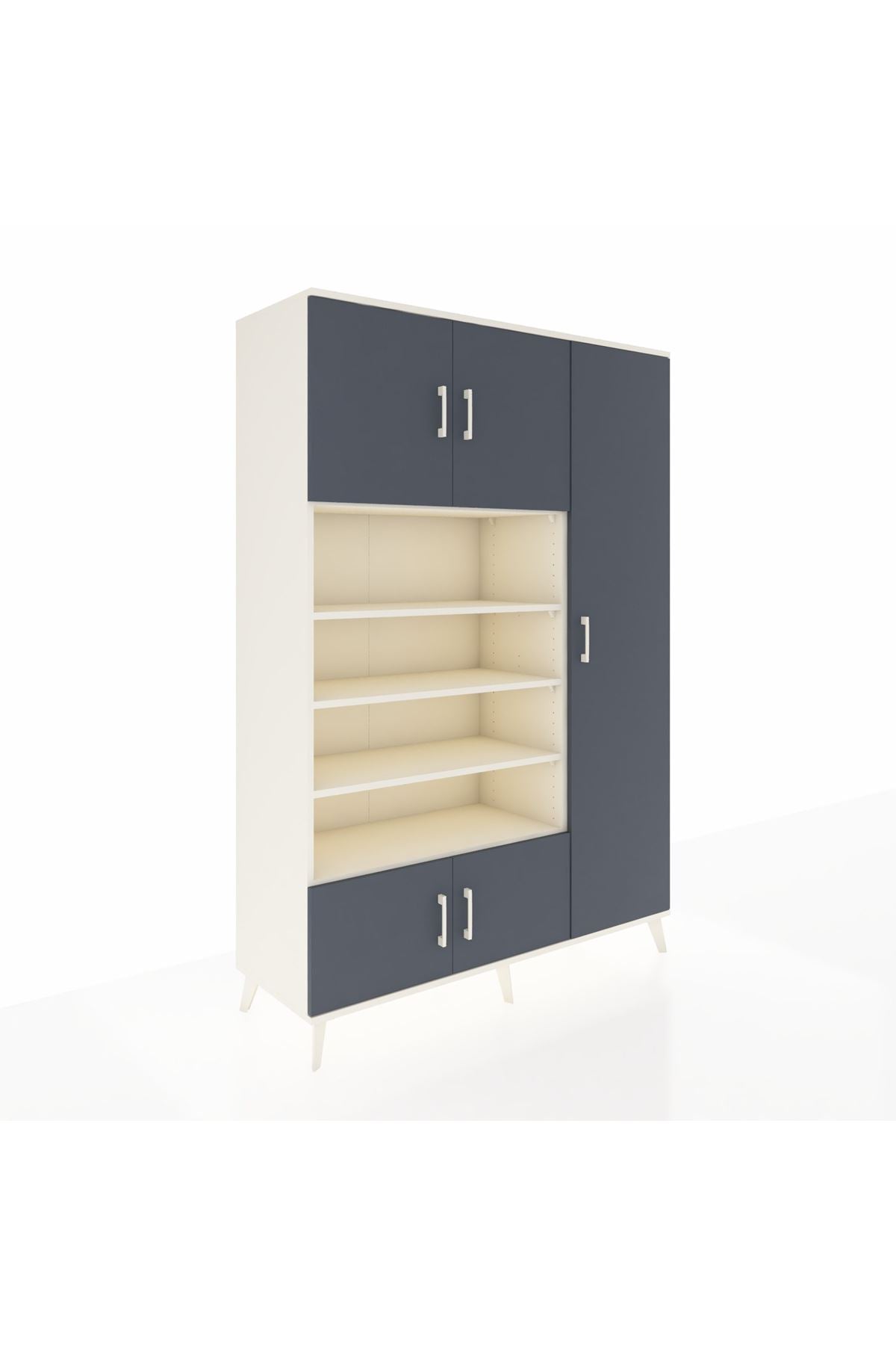 Hyperion Dolap 11 Raflı 5 Kapaklı 132x44x195 Aytaşı-Antrasit/Aytaşı