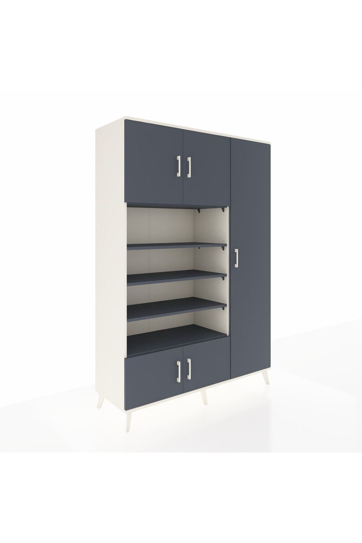 Hyperion Dolap 11 Raflı 5 Kapaklı 132x44x195 Aytaşı-Antrasit/Antrasit