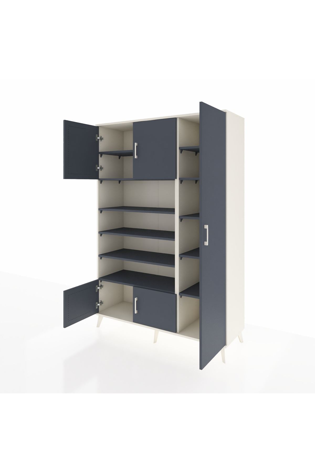 Hyperion Dolap 11 Raflı 5 Kapaklı 132x44x195 Aytaşı-Antrasit/Antrasit