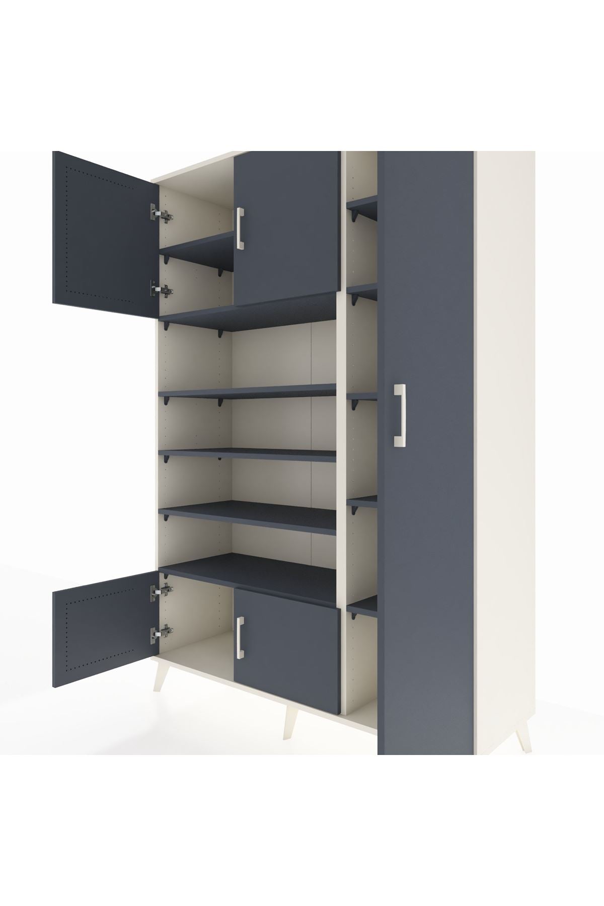 Hyperion Dolap 11 Raflı 5 Kapaklı 132x44x195 Aytaşı-Antrasit/Antrasit