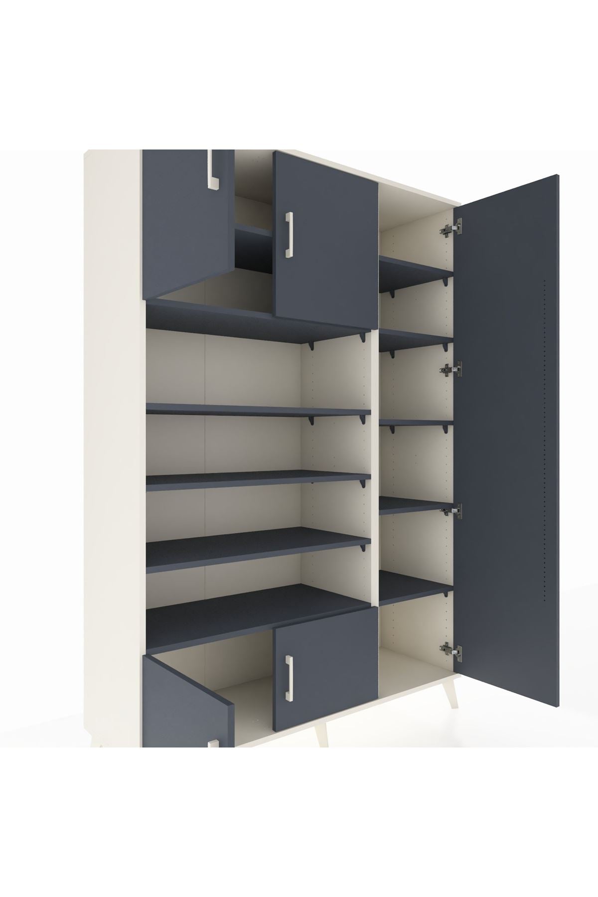 Hyperion Dolap 11 Raflı 5 Kapaklı 132x44x195 Aytaşı-Antrasit/Antrasit