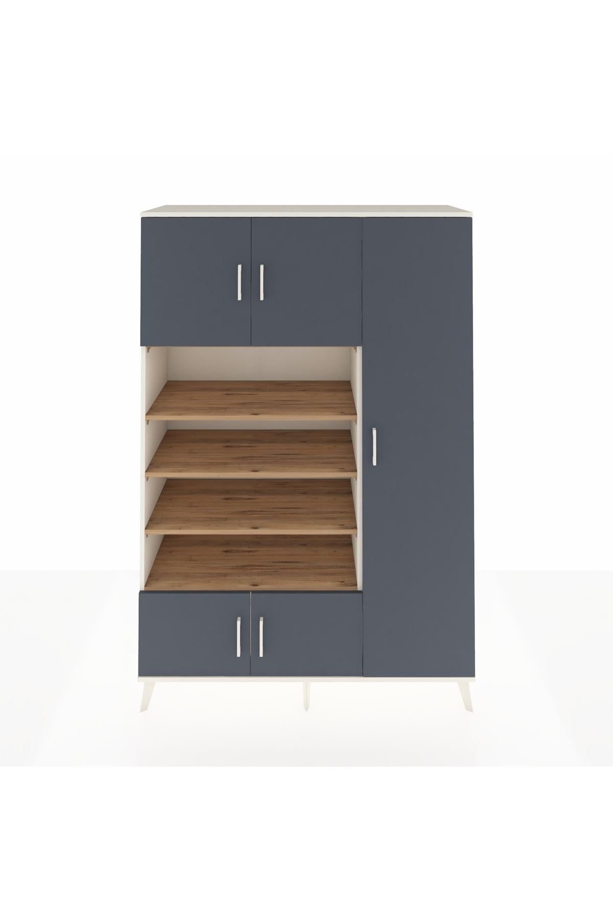 Hyperion Dolap 11 Raflı 5 Kapaklı 132x44x195 Aytaşı-Antrasit/Çam