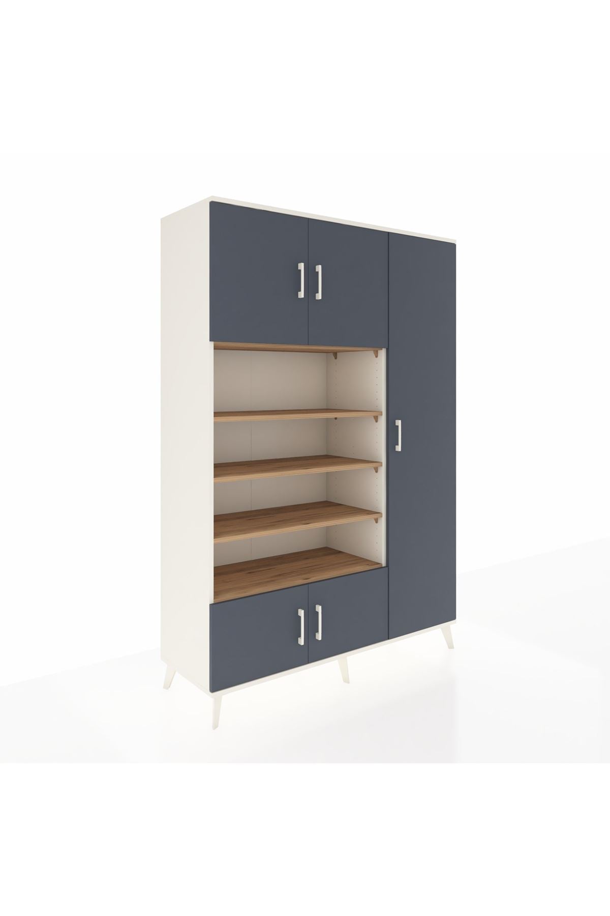 Hyperion Dolap 11 Raflı 5 Kapaklı 132x44x195 Aytaşı-Antrasit/Çam