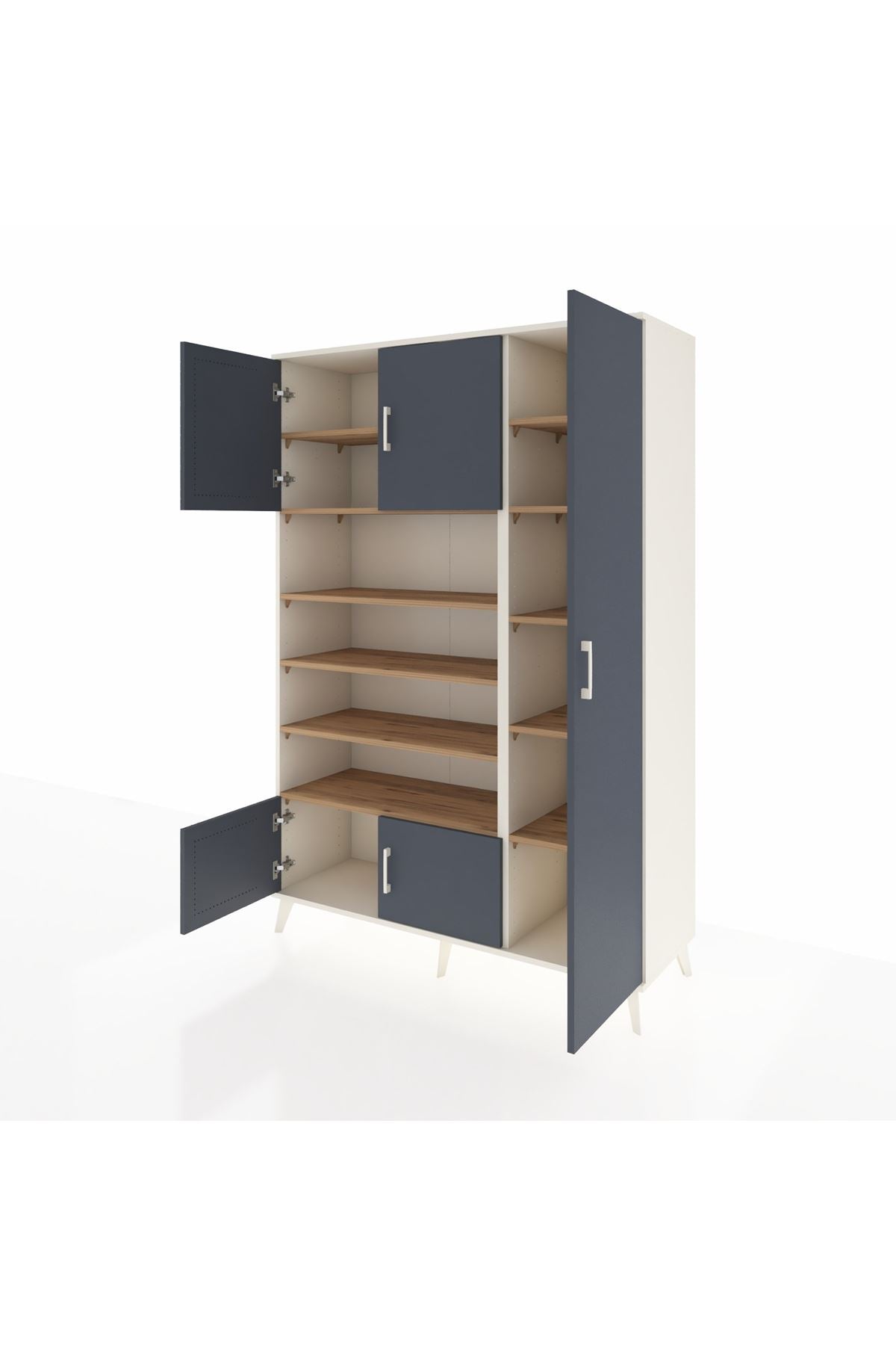 Hyperion Dolap 11 Raflı 5 Kapaklı 132x44x195 Aytaşı-Antrasit/Çam