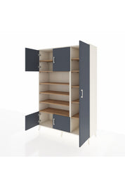 Hyperion Dolap 11 Raflı 5 Kapaklı 132x44x195 Aytaşı-Antrasit/Çam