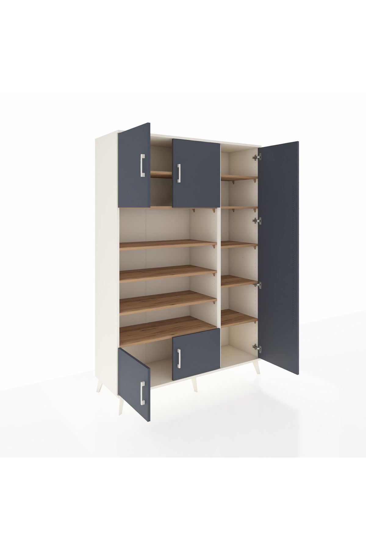 Hyperion Dolap 11 Raflı 5 Kapaklı 132x44x195 Aytaşı-Antrasit/Çam