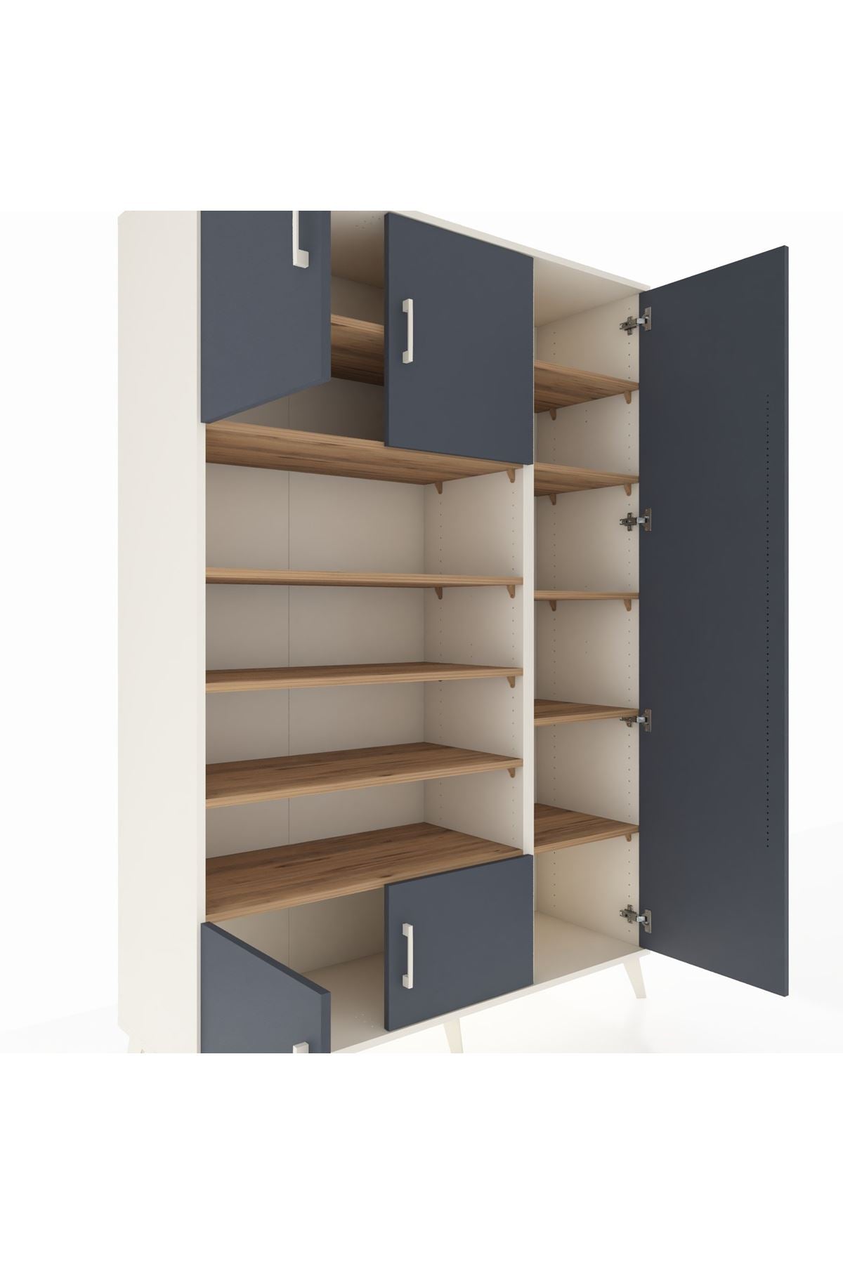 Hyperion Dolap 11 Raflı 5 Kapaklı 132x44x195 Aytaşı-Antrasit/Çam