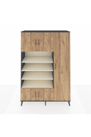 Hyperion Dolap 11 Raflı 5 Kapaklı 132x44x195 Antrasit-Çam/Aytaşı