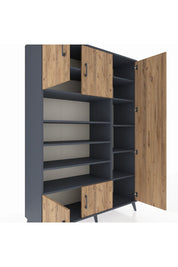 Hyperion Dolap 11 Raflı 5 Kapaklı 132x44x195 Antrasit-Çam/Antrasit