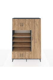 Hyperion Dolap 11 Raflı 5 Kapaklı 132x44x195 Antrasit-Çam/Çam