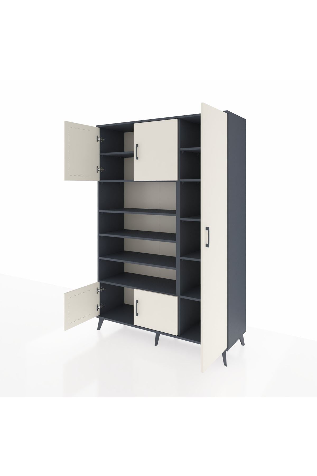 Hyperion Dolap 11 Raflı 5 Kapaklı 132x44x195 Antrasit-Aytaşı/Antrasit