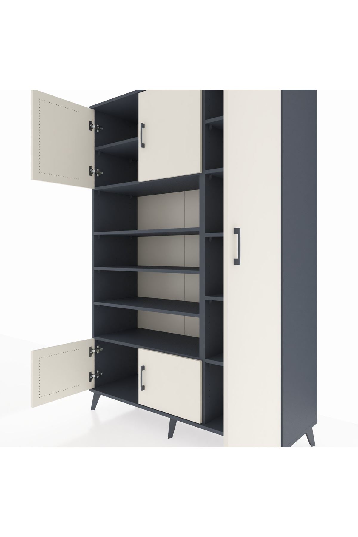 Hyperion Dolap 11 Raflı 5 Kapaklı 132x44x195 Antrasit-Aytaşı/Antrasit