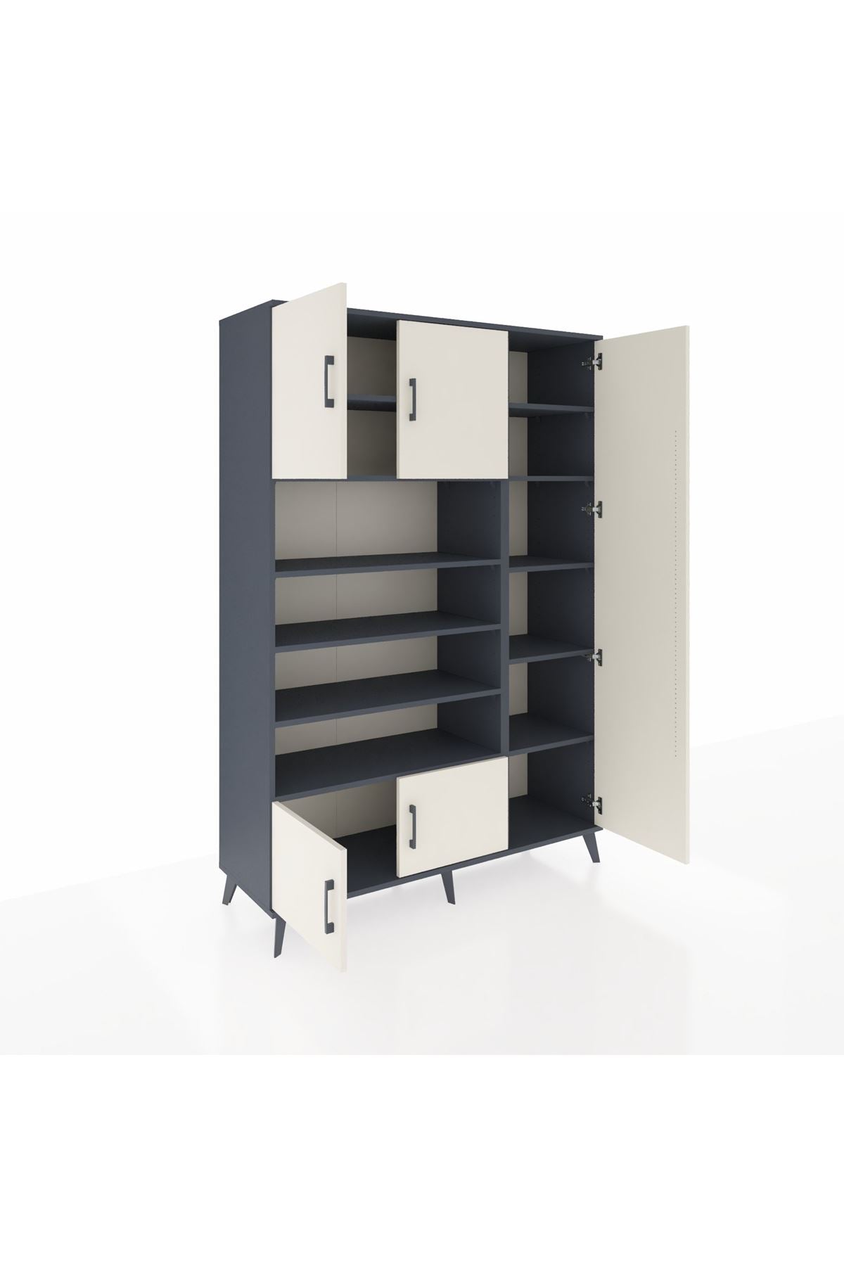 Hyperion Dolap 11 Raflı 5 Kapaklı 132x44x195 Antrasit-Aytaşı/Antrasit