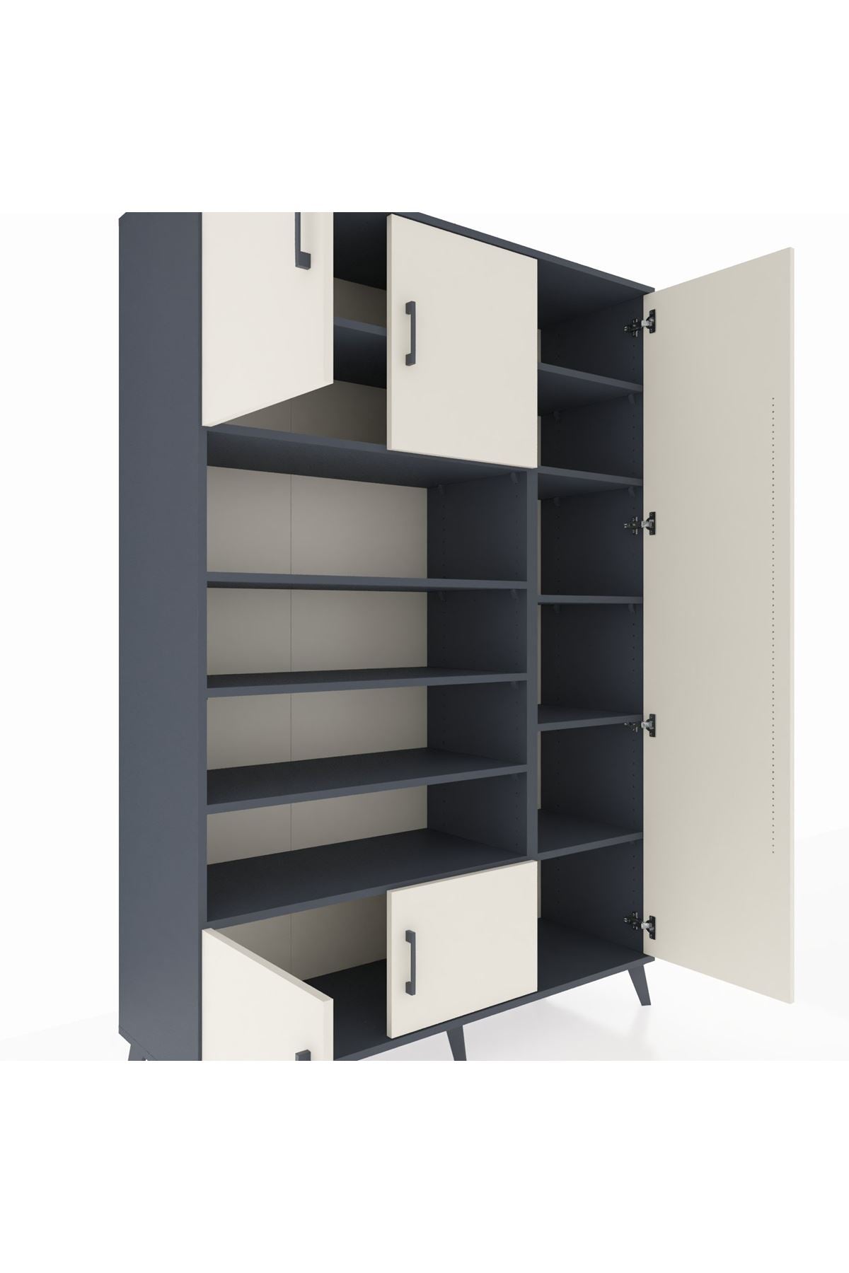 Hyperion Dolap 11 Raflı 5 Kapaklı 132x44x195 Antrasit-Aytaşı/Antrasit