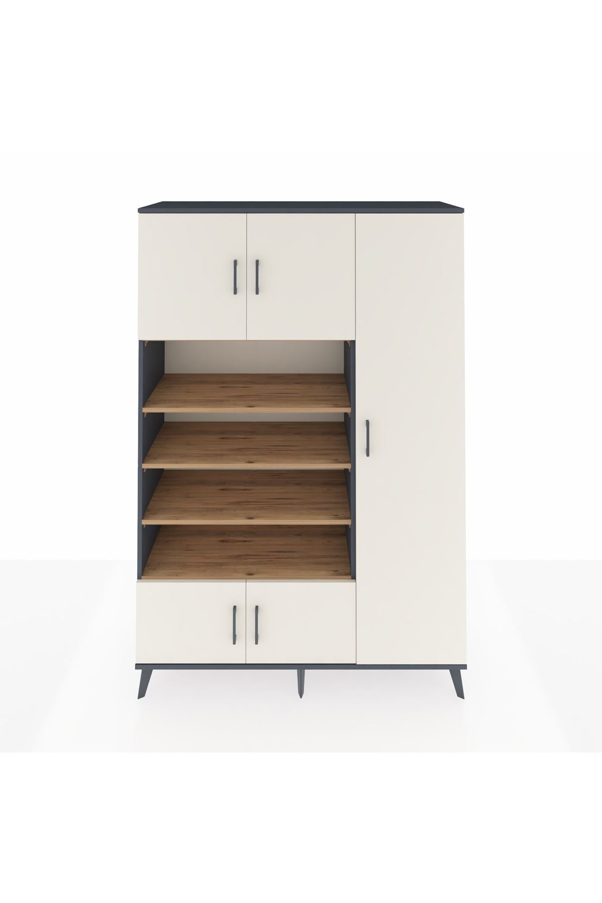 Hyperion Dolap 11 Raflı 5 Kapaklı 132x44x195 Antrasit-Aytaşı/Çam