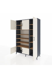 Hyperion Dolap 11 Raflı 5 Kapaklı 132x44x195 Antrasit-Aytaşı/Çam