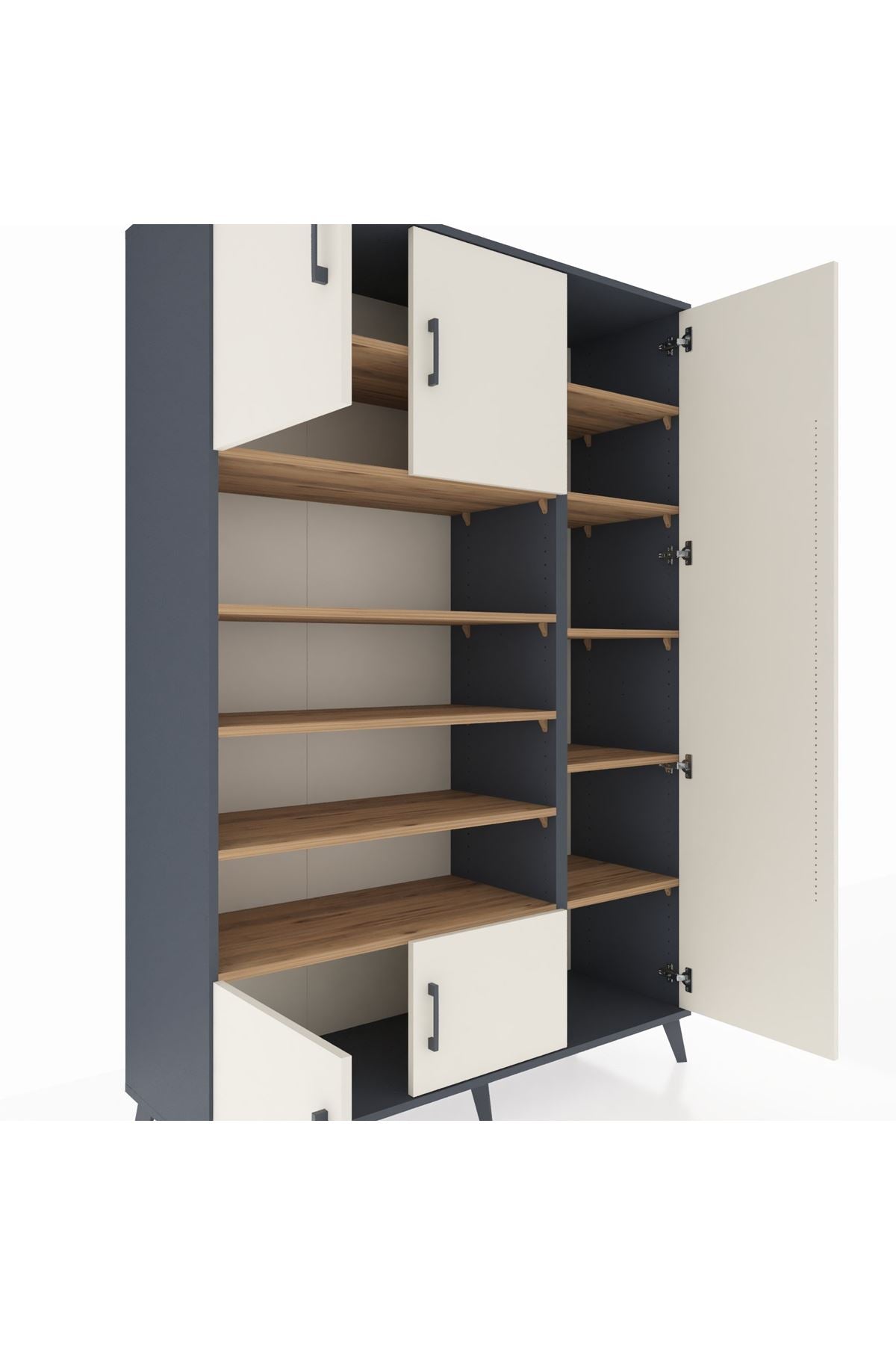 Hyperion Dolap 11 Raflı 5 Kapaklı 132x44x195 Antrasit-Aytaşı/Çam