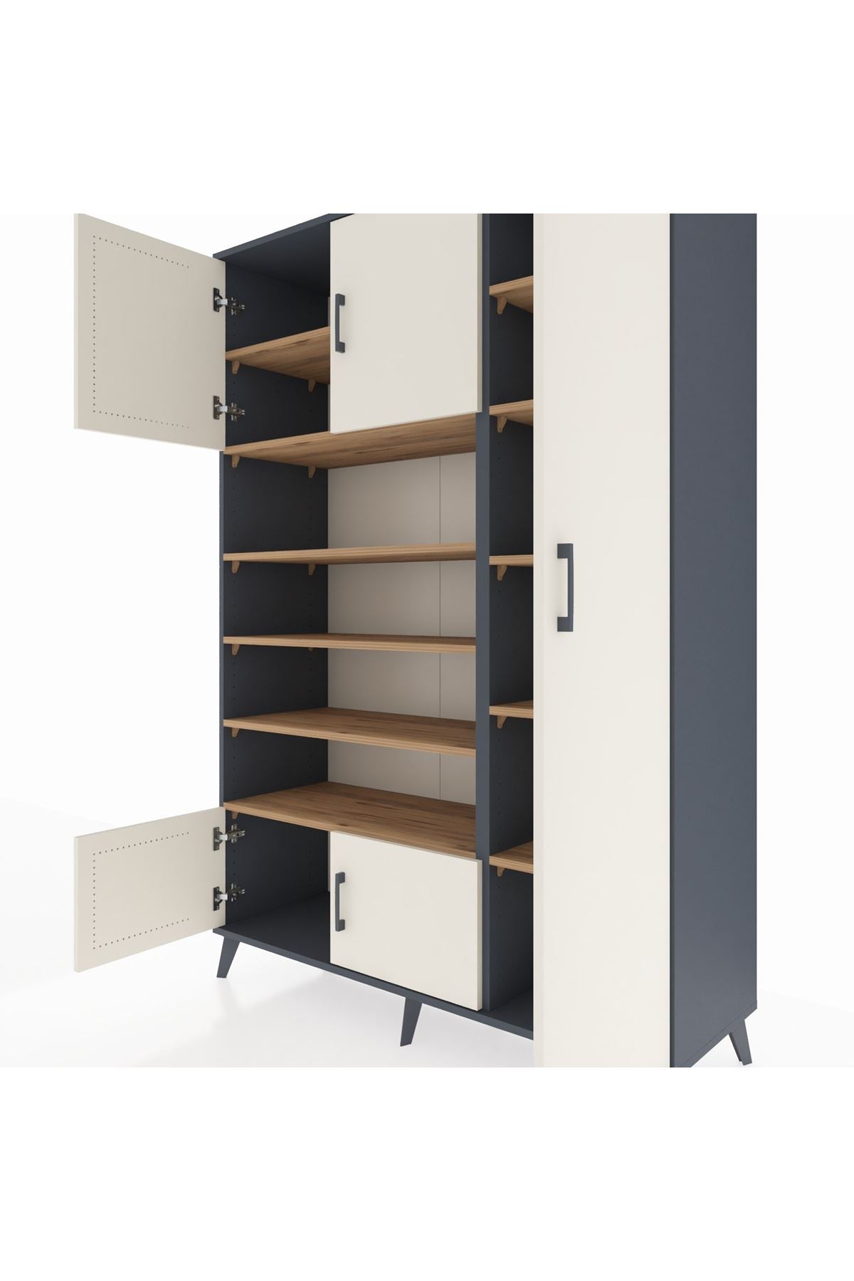 Hyperion Dolap 11 Raflı 5 Kapaklı 132x44x195 Antrasit-Aytaşı/Çam