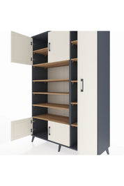 Hyperion Dolap 11 Raflı 5 Kapaklı 132x44x195 Antrasit-Aytaşı/Çam