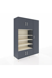 Hyperion Dolap 11 Raflı 5 Kapaklı 132x44x195 Antrasit-Antrasit/Aytaşı