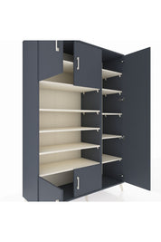 Hyperion Dolap 11 Raflı 5 Kapaklı 132x44x195 Antrasit-Antrasit/Aytaşı